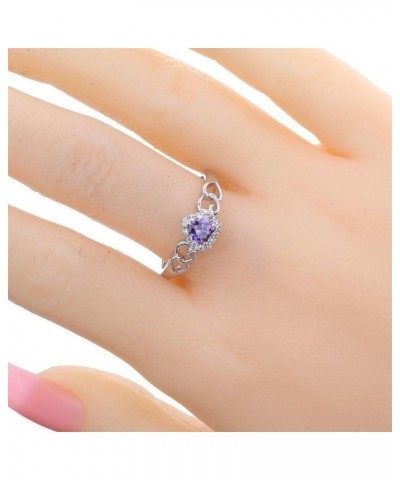 925 Silver Plated Ring Double Heart Rainbow Topaz Romantic Twist Proposal Wedding Engagement Band Ring US11 D_ Purple $4.63 O...