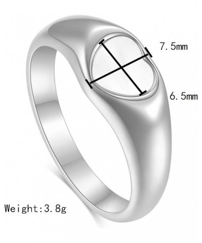 Stainless Steel Heart Signet Rings Wedding Bands| Engagement Ring For Women|Promise Rings For Her Him Size6-12 Silver+LoveWhi...