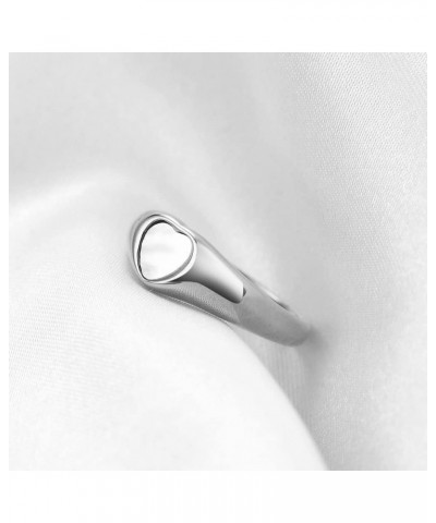 Stainless Steel Heart Signet Rings Wedding Bands| Engagement Ring For Women|Promise Rings For Her Him Size6-12 Silver+LoveWhi...