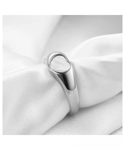 Stainless Steel Heart Signet Rings Wedding Bands| Engagement Ring For Women|Promise Rings For Her Him Size6-12 Silver+LoveWhi...