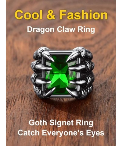 Men Evil Eye Ring Biker Punk Rings, Dragon Claw Ring With Gemstone, Can Engrave, Stainless Steel/Gold Plated/Black-Send Gift ...