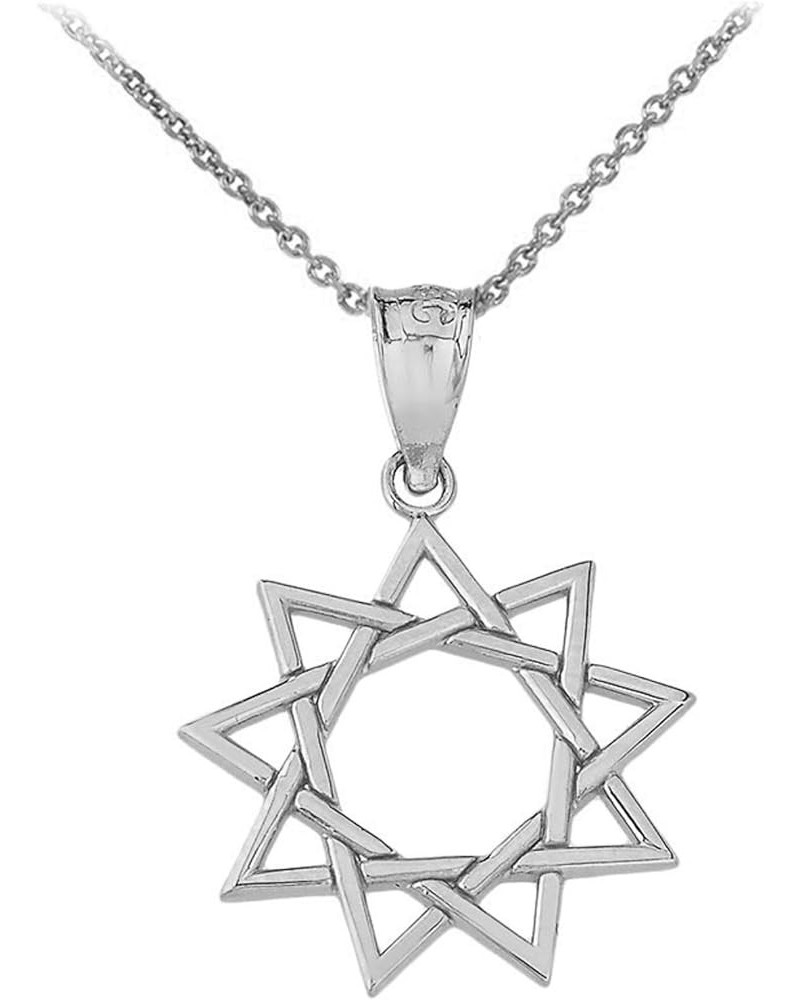 9 Star Baha'i Pendant Necklace Fine Real Solid 925 Sterling Silver Pendant + 18" Chain $13.24 Necklaces