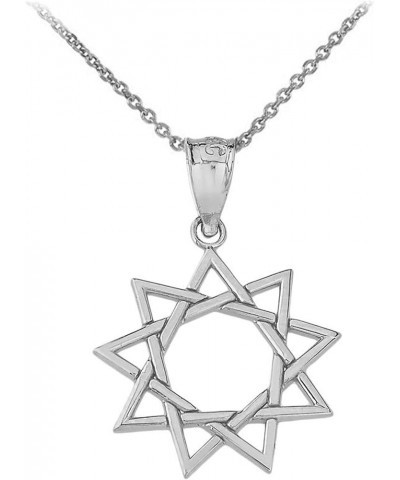 9 Star Baha'i Pendant Necklace Fine Real Solid 925 Sterling Silver Pendant + 18" Chain $13.24 Necklaces