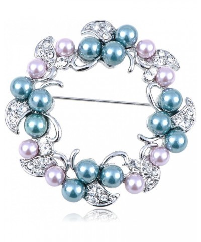 Silvery Tone Amethyst Purple Crystal Rhinestone Floral Wreath Brooch Pin Blue $9.46 Brooches & Pins