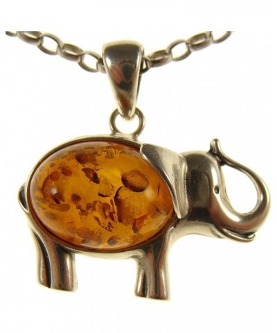 BALTIC AMBER AND STERLING SILVER 925 ELEPHANT PENDANT NECKLACE - 14 16 18 20 22 24 26 28 30 32 34" 1mm ITALIAN SNAKE CHAIN 75...