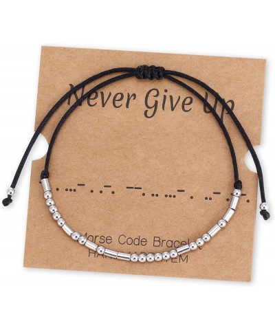 Morse Code Bracelets for Women Men - Inspirational Morse Code Beads with Cord Handmade Wrap Bracelet, Secret Message Jewelry ...