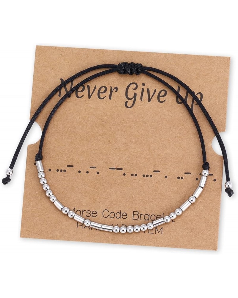 Morse Code Bracelets for Women Men - Inspirational Morse Code Beads with Cord Handmade Wrap Bracelet, Secret Message Jewelry ...