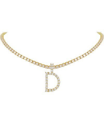 Bling Fully CZ Tennis Chain Initial Necklace for Women 16'' Butterfly Choker 18K Gold Plated Simulated Diamond Cubic Zirconia...