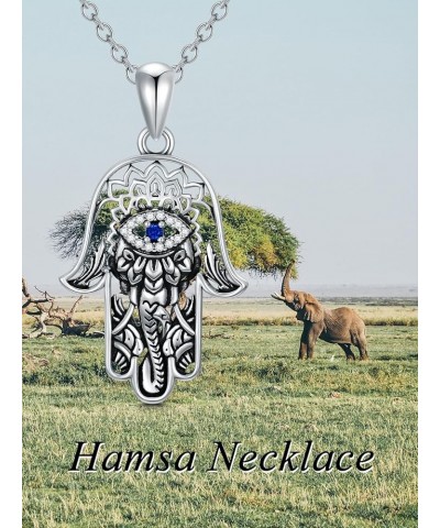 Hamsa Tree of Life/Evil Eye/Star of David/Owl/Elephant Necklace 925 Sterling Silver Hand of Fatima Pendant Necklace Valentine...