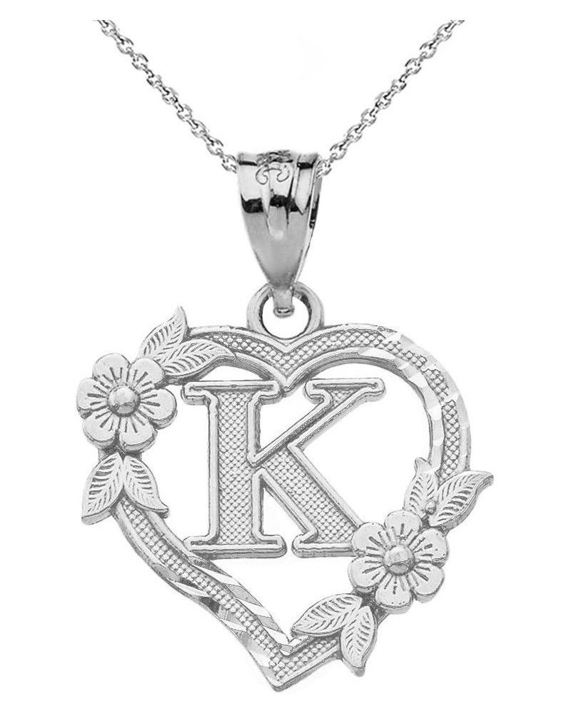 10k Initial Heart Pendant Necklace for Women in White Gold 16.0 Inches K $40.79 Necklaces