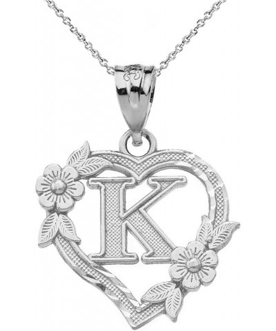 10k Initial Heart Pendant Necklace for Women in White Gold 16.0 Inches K $40.79 Necklaces