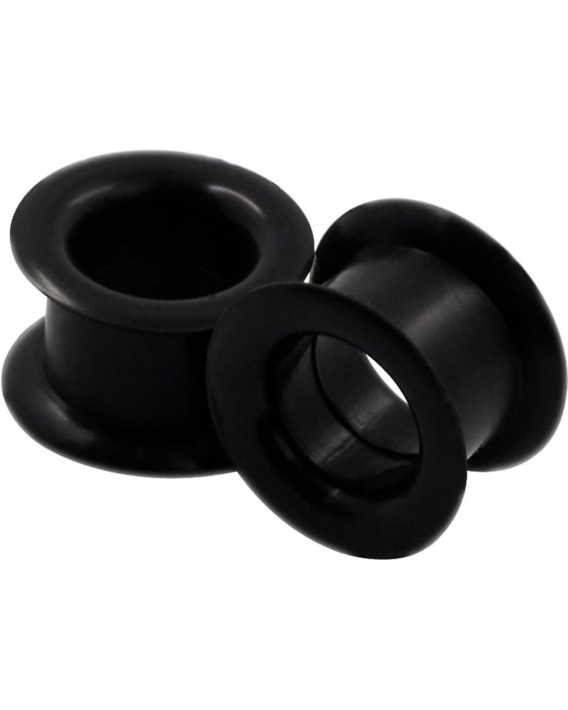 2 PC Colorful Hard Silicone Flexible Ear Skin Tunnels Plugs Hollow Ear Gauges 2G-25mm hard-black 16mm(5/8") $8.39 Body Jewelry