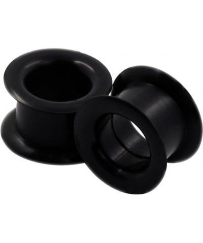 2 PC Colorful Hard Silicone Flexible Ear Skin Tunnels Plugs Hollow Ear Gauges 2G-25mm hard-black 16mm(5/8") $8.39 Body Jewelry