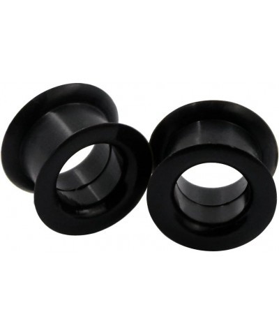 2 PC Colorful Hard Silicone Flexible Ear Skin Tunnels Plugs Hollow Ear Gauges 2G-25mm hard-black 16mm(5/8") $8.39 Body Jewelry