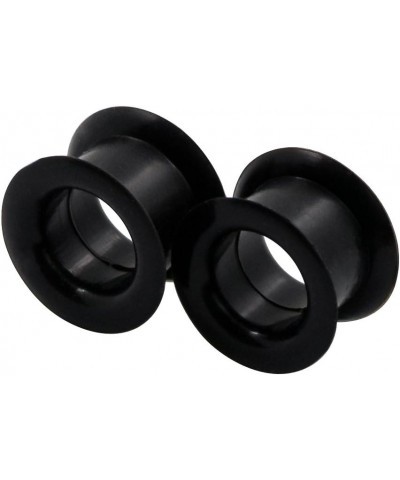 2 PC Colorful Hard Silicone Flexible Ear Skin Tunnels Plugs Hollow Ear Gauges 2G-25mm hard-black 16mm(5/8") $8.39 Body Jewelry