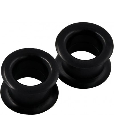 2 PC Colorful Hard Silicone Flexible Ear Skin Tunnels Plugs Hollow Ear Gauges 2G-25mm hard-black 16mm(5/8") $8.39 Body Jewelry