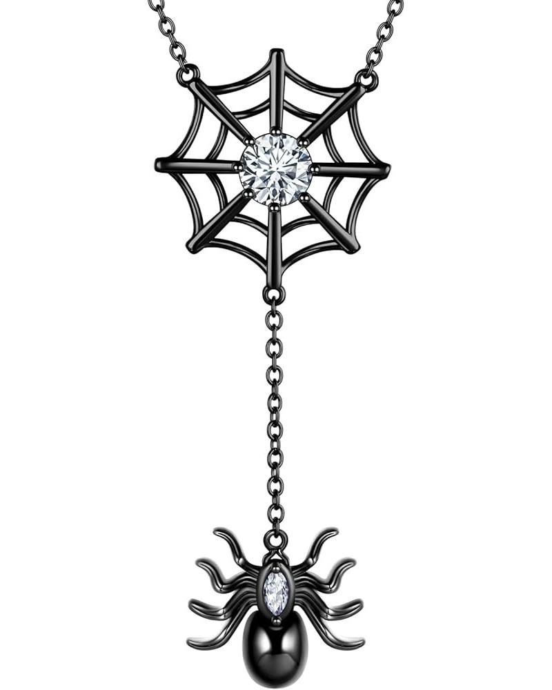 Halloween Spider Necklaces/Spider Web Dangle Earrings/Rings/Bracelets Silver/Black Gun Plated Tarantula Jewelry Set for Women...