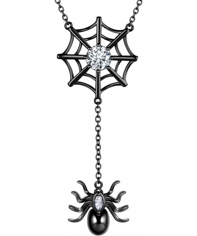 Halloween Spider Necklaces/Spider Web Dangle Earrings/Rings/Bracelets Silver/Black Gun Plated Tarantula Jewelry Set for Women...