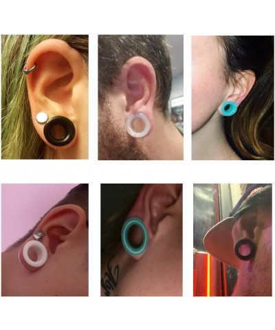 2 PC Colorful Hard Silicone Flexible Ear Skin Tunnels Plugs Hollow Ear Gauges 2G-25mm hard-black 16mm(5/8") $8.39 Body Jewelry