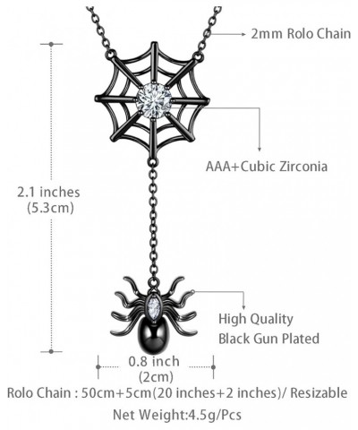 Halloween Spider Necklaces/Spider Web Dangle Earrings/Rings/Bracelets Silver/Black Gun Plated Tarantula Jewelry Set for Women...