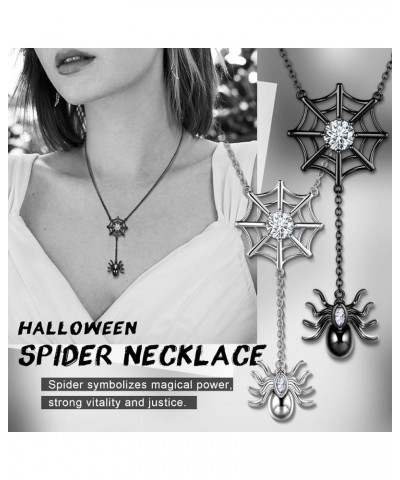 Halloween Spider Necklaces/Spider Web Dangle Earrings/Rings/Bracelets Silver/Black Gun Plated Tarantula Jewelry Set for Women...