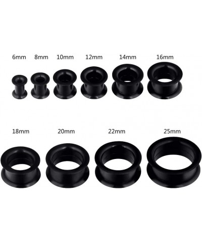 2 PC Colorful Hard Silicone Flexible Ear Skin Tunnels Plugs Hollow Ear Gauges 2G-25mm hard-black 16mm(5/8") $8.39 Body Jewelry