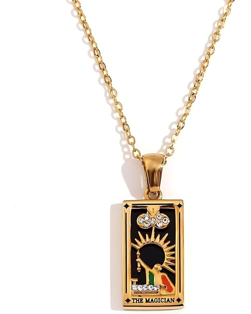 18K Gold-Plated Stainless Steel Vintage Tarot Card Necklace for Women The Magician $9.17 Necklaces