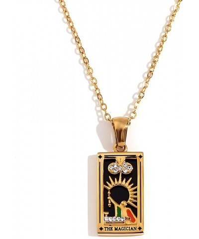 18K Gold-Plated Stainless Steel Vintage Tarot Card Necklace for Women The Magician $9.17 Necklaces