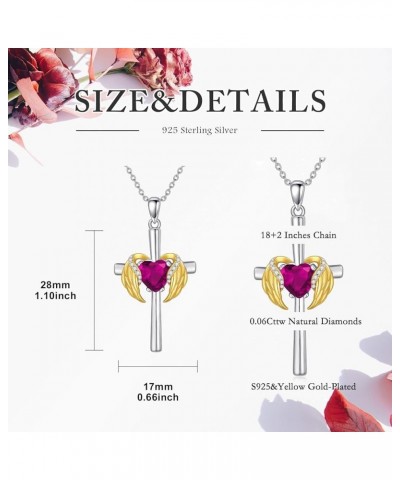 0.06 Cttw Diamond Angel Wing Cross Necklace with Heart Birthstone Christmas Gift for Women 10.Tourmaline-Oct $49.30 Necklaces