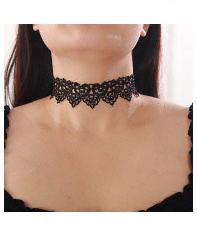 Gothic Black Lace Choker Necklace Pearl Beads Chain Tassel Collar Drop Pendant Necklace Vintage Halloween Cosplay Bowknot Vic...