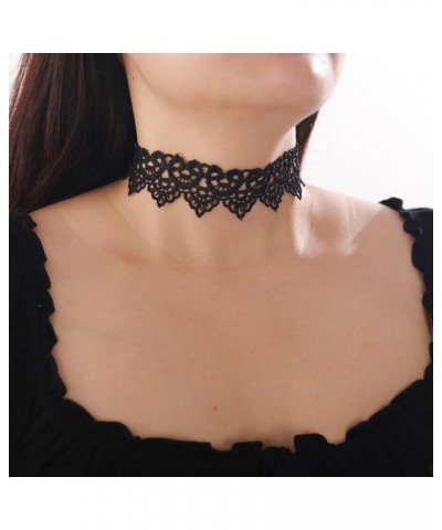 Gothic Black Lace Choker Necklace Pearl Beads Chain Tassel Collar Drop Pendant Necklace Vintage Halloween Cosplay Bowknot Vic...