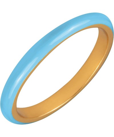 18K Gold Plated Sterling Silver Enamel Stack Rings - Various Color Choices Sky Blue $11.71 Rings