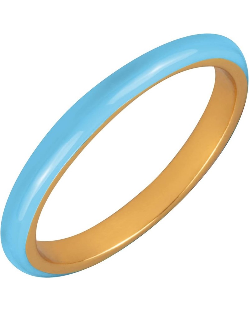 18K Gold Plated Sterling Silver Enamel Stack Rings - Various Color Choices Sky Blue $11.71 Rings