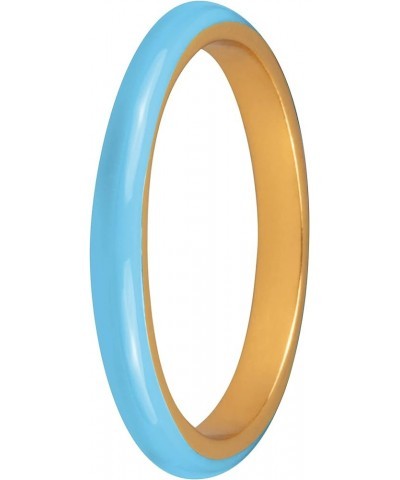 18K Gold Plated Sterling Silver Enamel Stack Rings - Various Color Choices Sky Blue $11.71 Rings