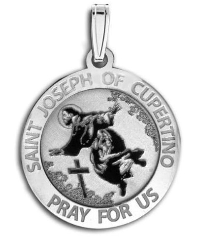 Saint Joseph of Cupertino Religious Medal - in Sterling Silver and 10K or 14K Gold 3/4 x 3/4 Inch Medal Only Sterling Silver ...