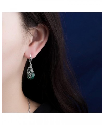 Vintage Jewelry Thailand Silver with Marcasite and Cubic Zircon Earrings Green $22.10 Earrings