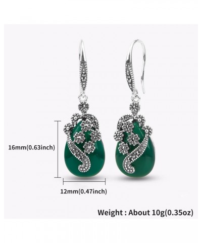 Vintage Jewelry Thailand Silver with Marcasite and Cubic Zircon Earrings Green $22.10 Earrings