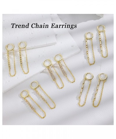 Trendy Gold Huggie Hoop Earrings for Women Shiny 925 Sterling Silver Disco Ball Cute Chain Hoop Drop Earrings for Teen Girls ...