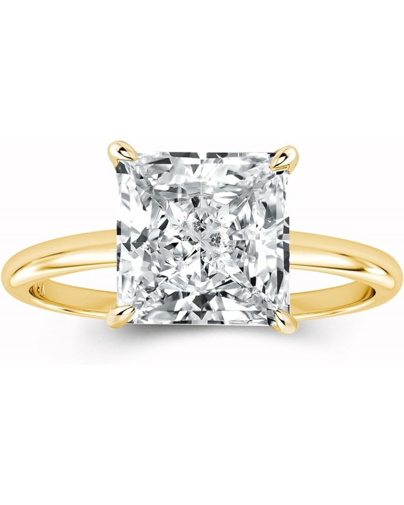 4CT Solitaire Princess Cut Engagement Ring,18K Yellow Gold Plated 925 Sterling Silver Promise Ring 7.5 Yellow Gold $25.60 Rings