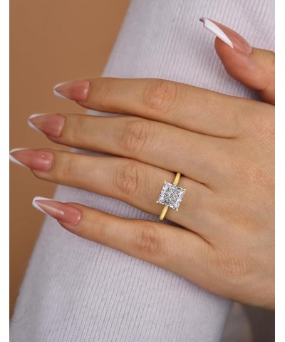 4CT Solitaire Princess Cut Engagement Ring,18K Yellow Gold Plated 925 Sterling Silver Promise Ring 7.5 Yellow Gold $25.60 Rings