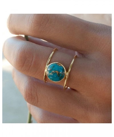 Natural Gem Women's Ring 14k Gold Plated Filled Oval Cut turquoise Natural Bohemian Jewelry Handmade Personalized Simple Ring...