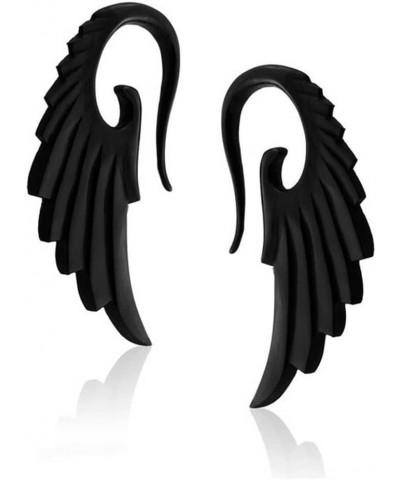 Black Angel Wing Tapers/Hangers/Stretcher's Acrylic 2 Pieces (1 Pair) (B/53) 10G (2.5MM) $9.00 Body Jewelry