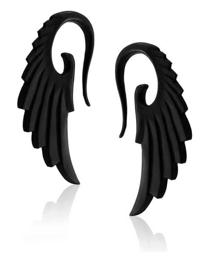 Black Angel Wing Tapers/Hangers/Stretcher's Acrylic 2 Pieces (1 Pair) (B/53) 10G (2.5MM) $9.00 Body Jewelry