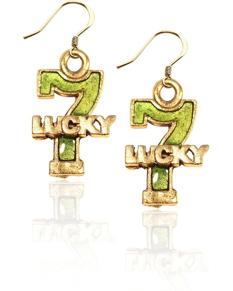 Handpainted Casino Charm Earrings Collection | Handmade in USA | Antique Gold or Silver Finish | French Wire Hooks | Lead-fre...