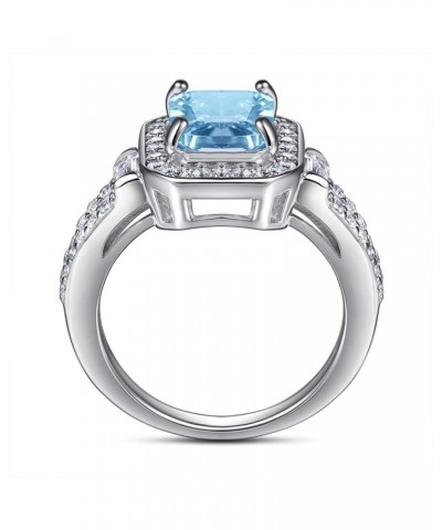 Thin Rings, Women's Rings Cubic Zirconia Sterling Silver Four Prong Inlay Design Valentines Day Ring for Women blue $12.90 Rings