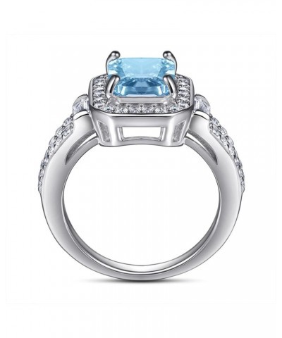 Thin Rings, Women's Rings Cubic Zirconia Sterling Silver Four Prong Inlay Design Valentines Day Ring for Women blue $12.90 Rings