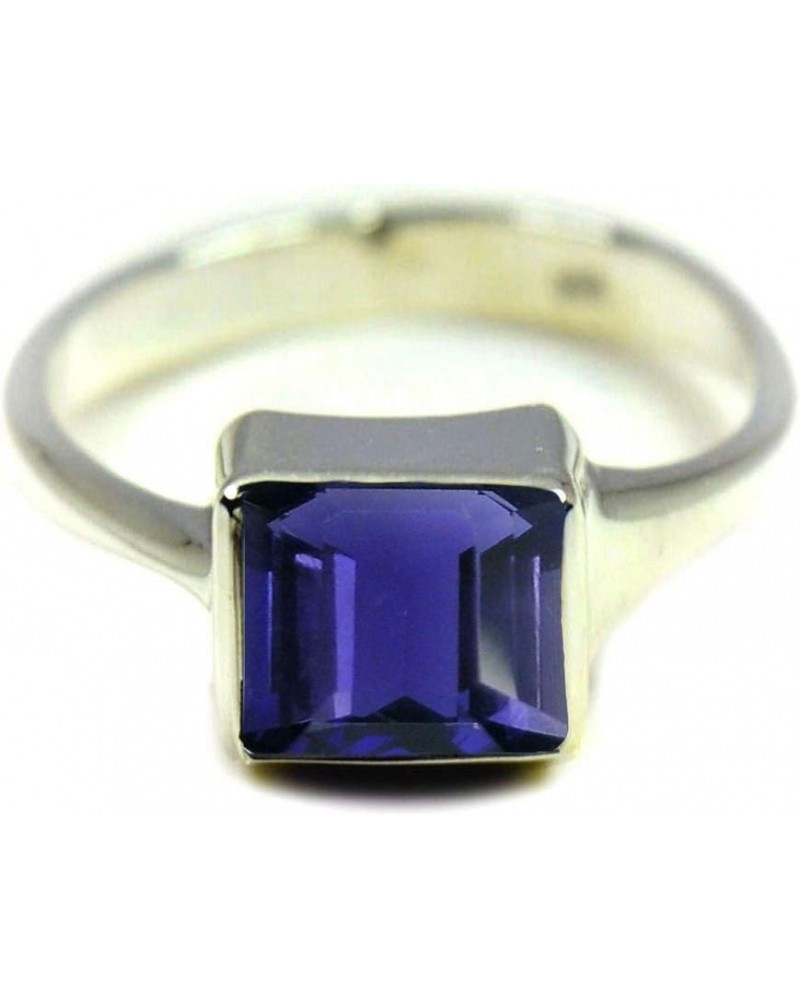 Choose Your Natural Gemstone Ring Square Shape 925 Sterling Silver Faceted Birthstones Jewelry natural-faceted iolite $19.72 ...