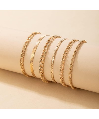 5-6PCS Dainty Gold Silver Chain Bracelets Gold Plated Rhinestone Stackable Adjustable Paperclip Chain Bracelets Trendy Layere...