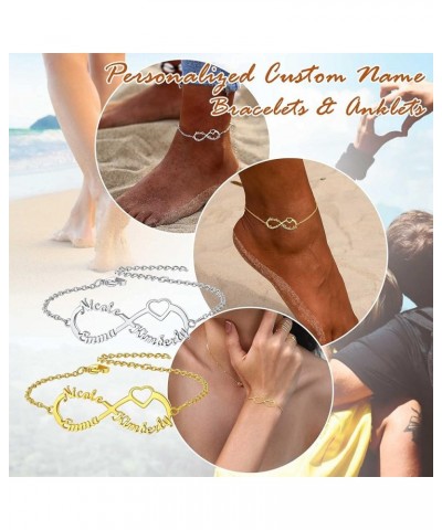 Custom Name Ankle Bracelets for Women Girls Infinity Anklet with 1 2 3 4 Names Stainless Steel/18K Gold Plated 6.5'' to 10.5'...