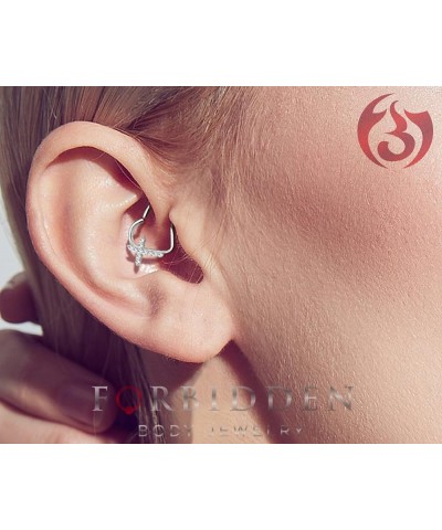 16g Platinum & Gold Plated Heart w/CZ Cross Daith & Cartilage Hoop Earring Right - Platinum Plated $9.85 Body Jewelry